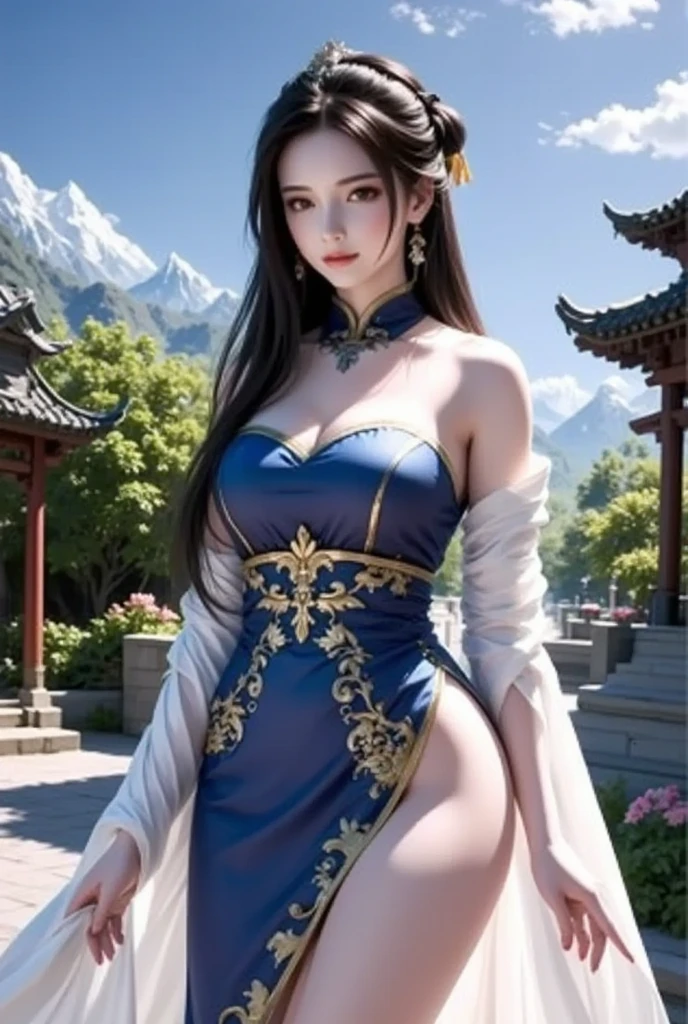 ((best quality)), ((master piece)), (detailed:1.4), 3D, Beautiful female figure,HDR(high dynamic range),ray tracing,NVIDIA RTX,super resolution,unreal 5,Scattered beneath the surface、PBR texture、post-processed、anisotropic filtering、Depth of bounds written、Maximum clarity and sharpness、multilayer texture、Albedo and specular maps、surface coloring、Accurate simulation of light-matter interactions、perfectly proportioned、octane rendering、two color light、Large Diameter、Low ISO、White balance、Rule of thirds、8K students、 ((Beautiful, delicate and luxurious composition with slits and jewels scattered all over the body.、A beautiful, delicate, and gorgeous blue and gold princess wearing an elaborate maid outfit.))、(Very cute beautiful sexy beautiful girl、very cute beautiful erotic beautiful girl)、 (sweaty)、 (Very cute Japan woman、very beautiful Japanese woman、famous idol、Japanese woman with a very beautiful face、Japanese woman with a very cute face)、Perfectly proportioned like a gravure idol、Dazzling super beautiful super long blonde silky hair、wavy hair、big chest、have bangs、E cup、beautiful 22 years old、Cute smile、shy smile、full body photo、 (Big, beautiful, shining blue eyes、Wet)、((Composition showing the panties of sitting underwear from the front))、((Composition of a woman who is sitting, lifting her breasts with both arms, and opening her legs wide so that her underwear panties can be seen from the front.))
