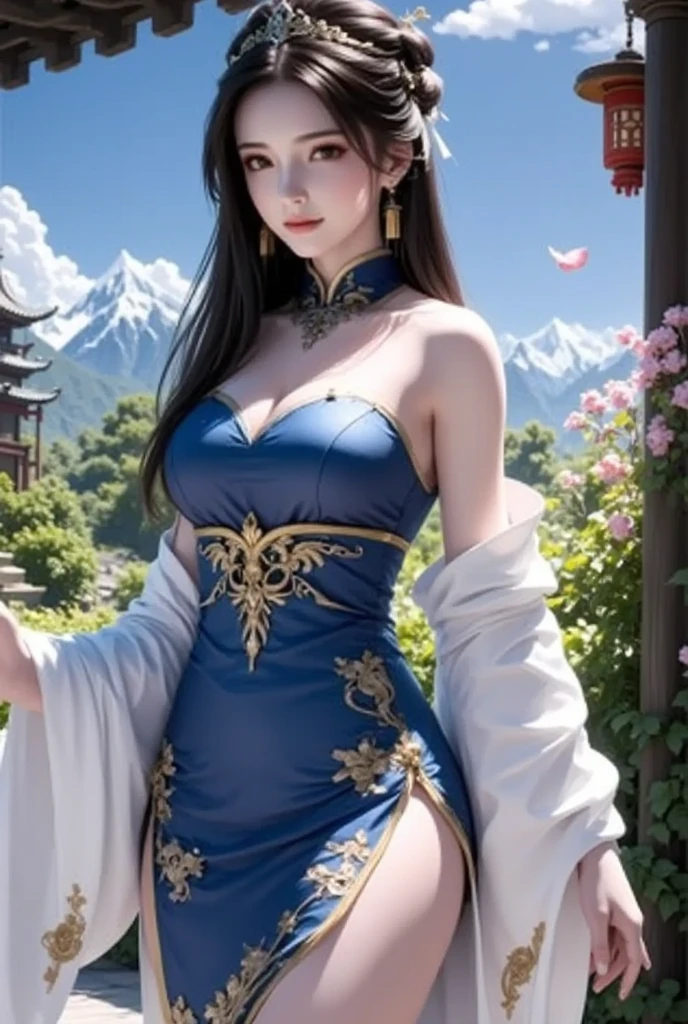 A beautiful and charming woman, Leaning alone on a bench, under firelight, Her complexion is as crystal clear as jade, like a new moon, Like flowers and trees covered with snow. when it's euphemistic, it's charming.
