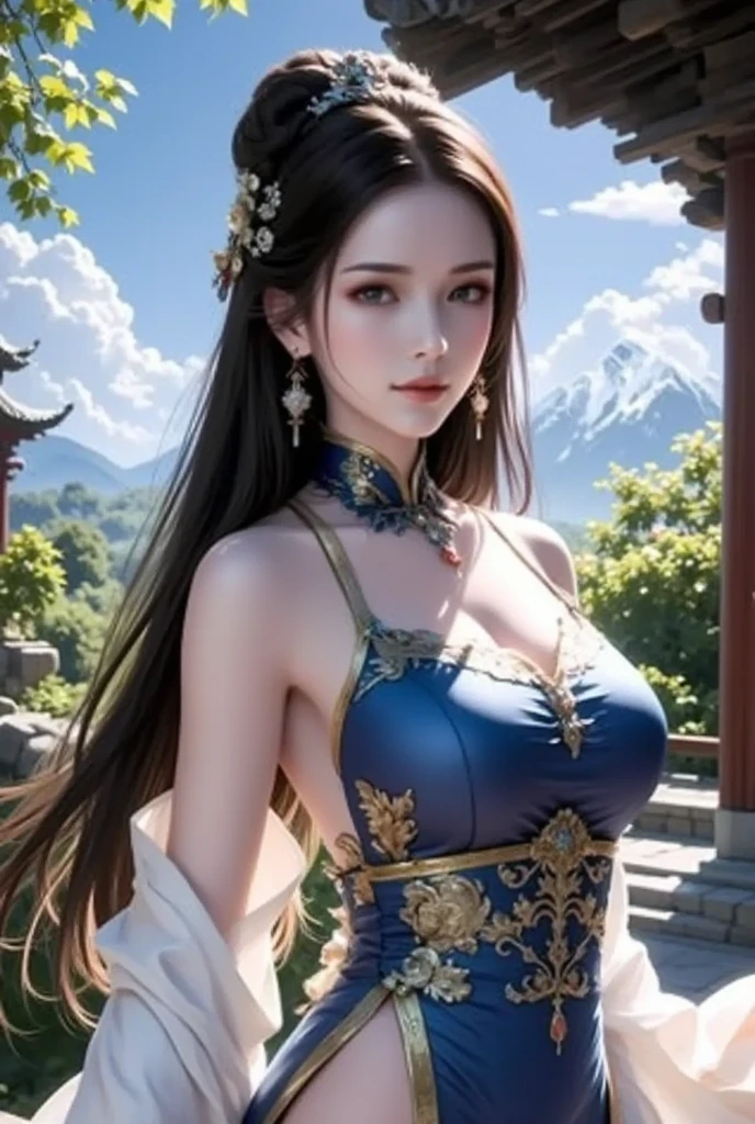 moon, moonlight, full moon, night, Dark blue sky, violet, Lilac Dresses, long chest skirt, long black hair, long hair and waist, beautiful maiden, god, god性, White tiara, Sitting on the railing, hair, 斜めの前hair, head band, hair ornament, forehead jewel, Jewel Brunch in Paulai, crescent hair ornament, fish hair ornament, god ray, Sparkling, cinematic lighting, glare from lens, UHD, high detail, high quality, High resolution, 最high quality, 8K, 16k, high detail, high quality, high quality, Super detailed, anatomically correct, masterpiece, Accurate