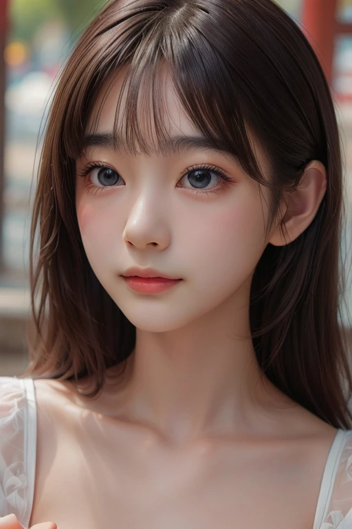 RAW Photos、Realistic、Ultra-realistic、Full body angle、(((18-year-old girl、cute、Black and brown hair)))、(((Duck mouth、Dimples、Highly detailed face and skin texture)))、(((Straight long hair)))、High School Uniform:1.37、Neat and clean 、Highest quality、masterpiece、Ultra-high resolution、8K