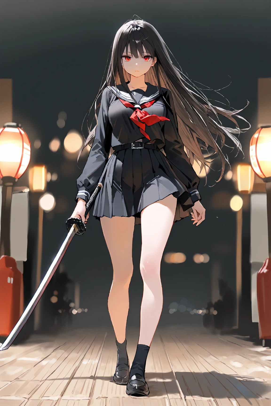 Anime, Girl, (((1girl))), (((Waifu, Raven Branwen, Raven Branwen Waifu))), (((Black Hair, Messy Hair))), ((Crimson Red Eyes eyes: 1.3, Upturned Eyes: 1, Perfect Eyes, Beautiful Detailed Eyes, Gradient eyes: 1, Finely Detailed Beautiful Eyes: 1, Symmetrical Eyes: 1, Big Highlight On Eyes: 1.2)), (((Lustrous Skin: 1.5, Bright Skin: 1.5, Skin Fair, Shiny Skin, Very Shiny Skin, Shiny Body, Plastic Glitter Skin, Exaggerated Shiny Skin, Illuminated Skin))), (Detailed Body, (Detailed Face)), Young, Lolita, (Best Quality), (((Bicep-high Gauntlets, Armored Boots, Thigh-high Heeled Boots, Armored Gauntlets))), (((Battle Kimono))), (((Skirt))), High Resolution, Sharp Focus, Ultra Detailed, Extremely Detailed, Extremely High Quality Artwork, (Realistic, Photorealistic: 1.37), 8k_Wallpaper, (Extremely Detailed CG 8k), (Very Fine 8K CG), ((Hyper Super Ultra Detailed Perfect Piece)), (((Flawless masterpiece))), Illustration, Vibrant Colors, (Intricate), High Contrast, Selective Lighting, Double Exposure, HDR (High Dynamic Range), Post-processing, Background Blur