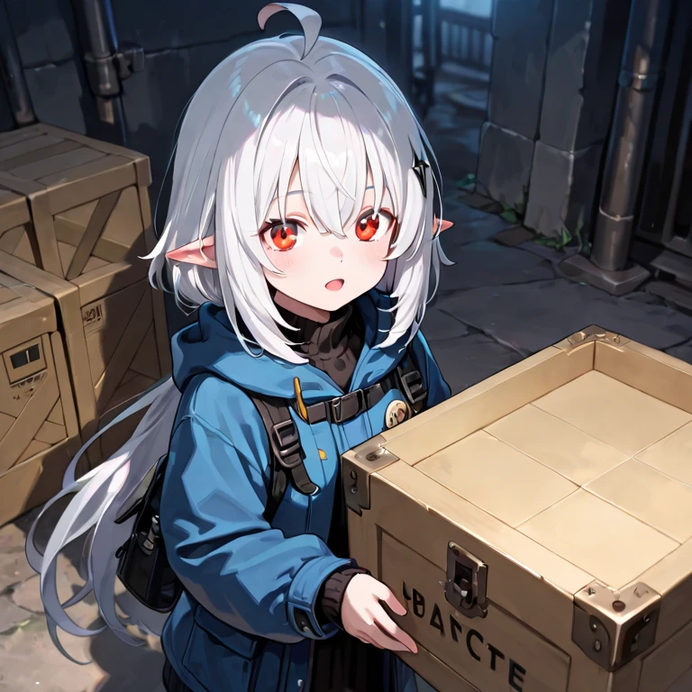 masterpiece, Highest quality, Illustration of the novel, High resolution, 18+ Adult content, sensuous, Intimate, Emotional, Passionate, romantic, sweet, adorable, Innocent, Pure, Charm, Charm, Charm, mysterious, Charm, Charm, Immersive, Charm, dream-like, surreal, Imaginative, Whimsical, Artistic, Avant-garde, timeless, elegant, Sophisticated, chic, Sophisticated, personality, original, Charm Freezing, Pointed Ears, One girl, Twin tails, Gray Hair, alone, Black pantyhose tearing, boots, Brown footwear, capelet, knee boots, Magic wand, White Capelet, White jacket, Breaking, teeth, teeth focus, Camel Toe, Destroy the mimic chest,,Face Focus