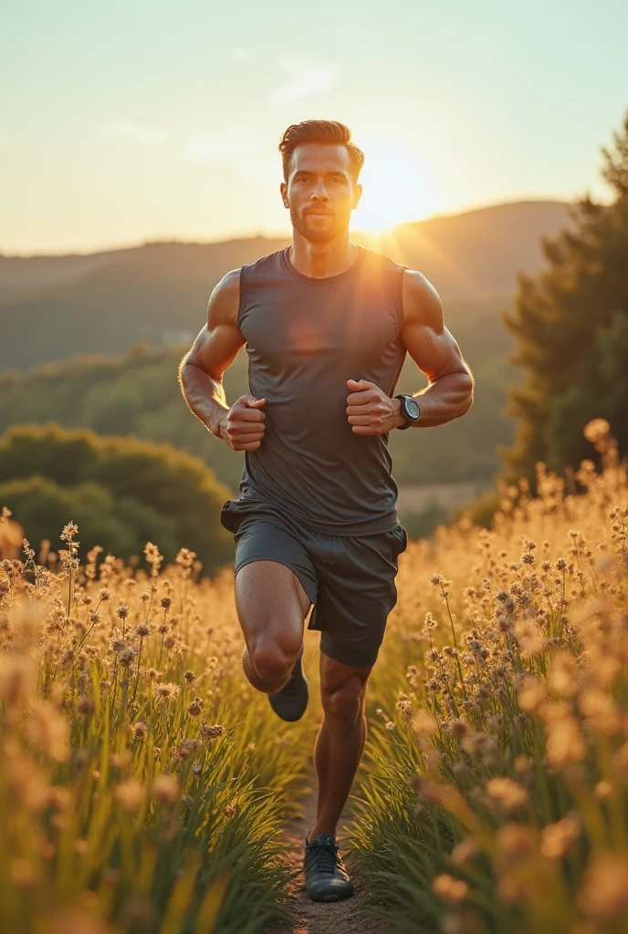A beautiful young man , green eyes, running, 2,Low Angle