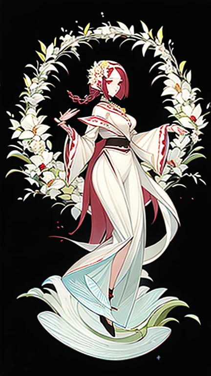 high quality, masterpiece, best quality, detailed background, intricate, saturated, official art,
1girl, Rumiko Takahashi, large breasts, fair, dainty, islamic golden age
floral background