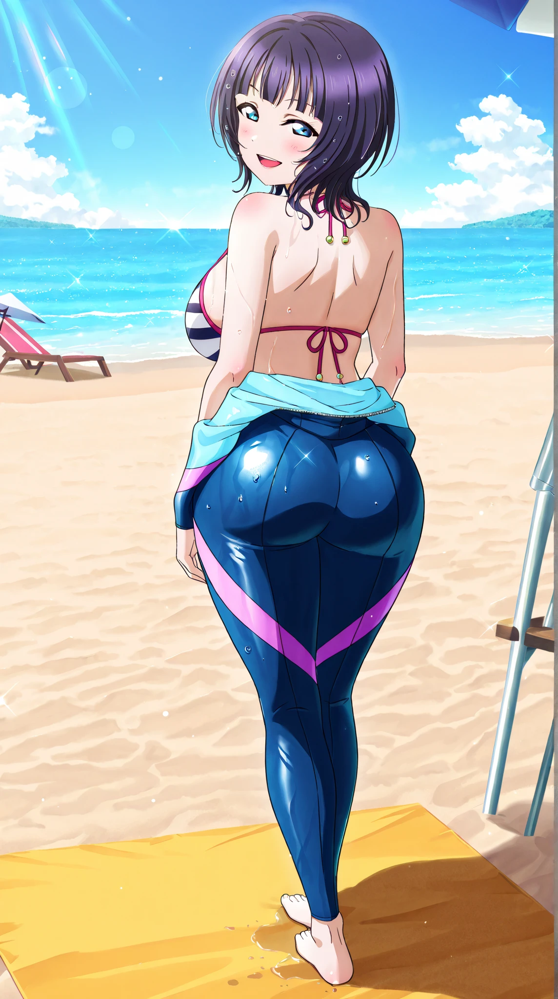 Best quality. A woman Furry with a big butt Showing it. In bikini suit.