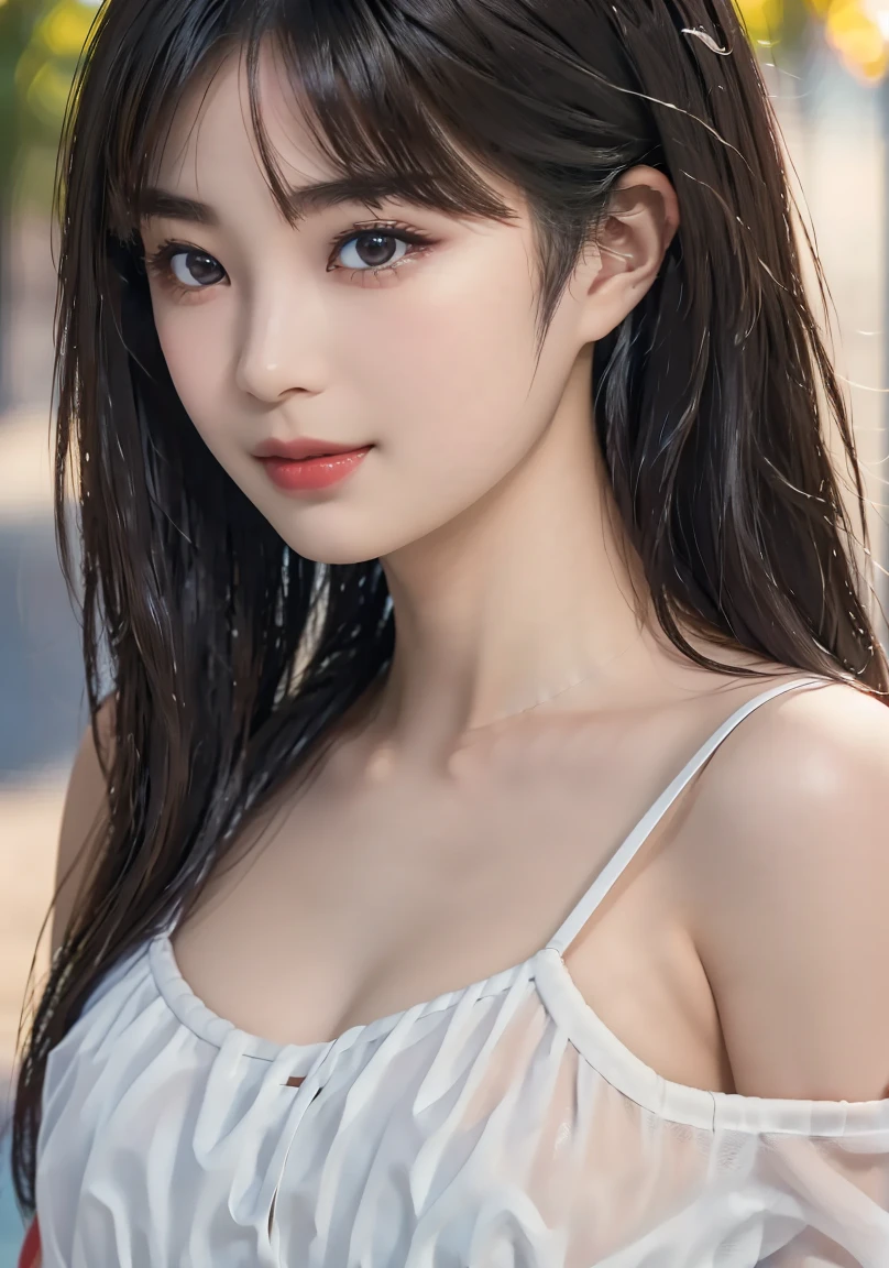 (((Upper body shot,Close-up photo)))、(((long hair,Bun hairstyle)))、(((Rainy Day,get wet)))、(((White summer chiffon shirt,get wet雪紡衫)))、18 years old、angry、girl、Plump breasts、Point on chest、Penetrating breasts、Showing nipples、Light eye makeup、Ultra-realistic faces、High resolution 16K、Skin texture must be natural、Use natural light and color、 High-quality photos taken by model agencies.