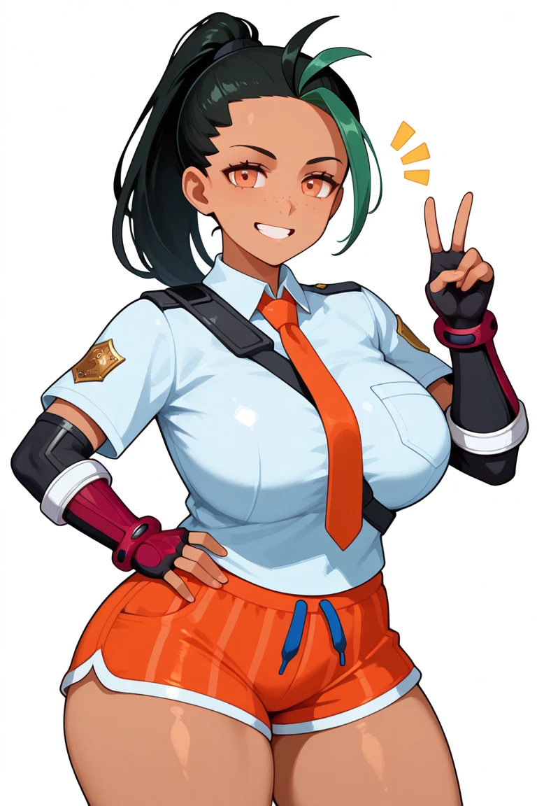 score_9, score_8_up, score_7_up,  Nemona from Pokemon, large breasts, thick nipples under shirt, groping ass, from the back, Pokemon School