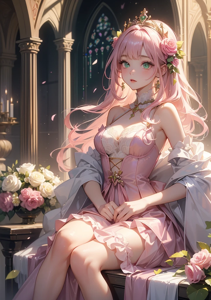 a woman sitting on a table with a lamp and a vase, anime goddess, beautiful alluring anime woman, seductive anime girl, cushart krenz key art feminine, 8k high quality detailed art, cute anime waifu in a nice dress, ((a beautiful fantasy empress)), ayaka genshin impact, 2. 5 d cgi anime fantasy artwork