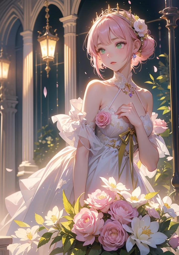 Beautiful, delicate and elegant, lighter colors depict fine(淺light pink flower)light pink flower(Lay flat)Flowers are smaller and some art masters’ works are of super high quality., masterpiece, , Super detailed, best quality.Detailed and exquisite real photos