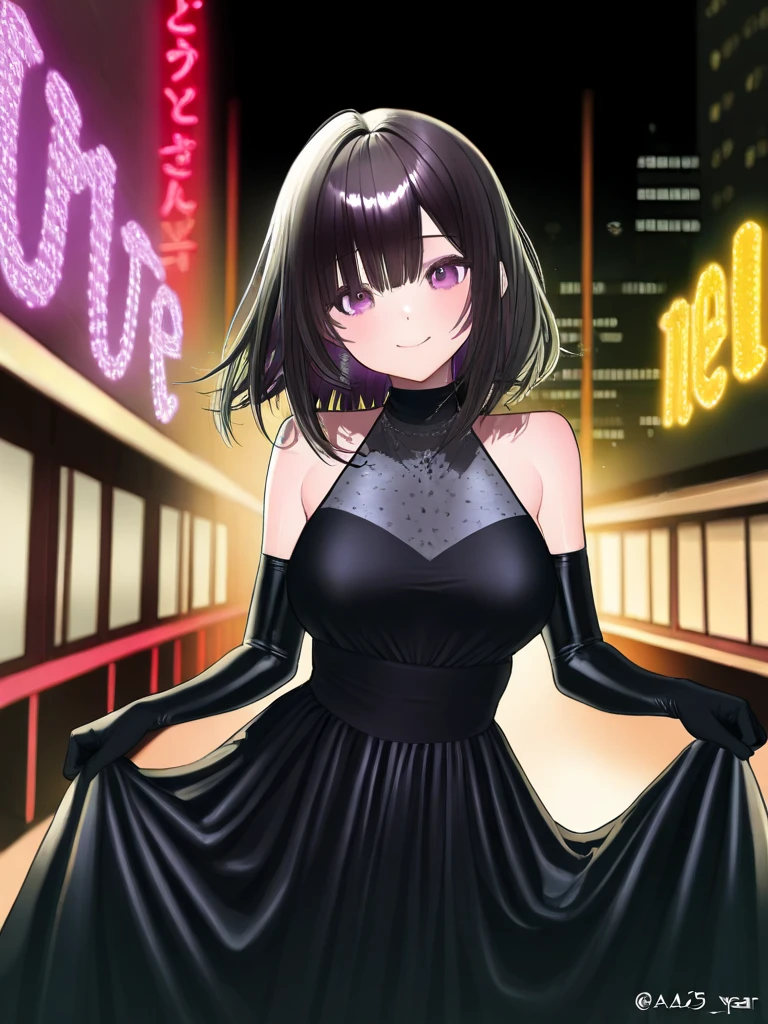 1girl, wearing a black colour party frock, stylish frock, at a night party, black short hair, 8k, high detailed, high quality