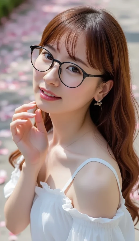 ((full body)) , ((Top image quality、16k、masterpiece:1.3))、((vagina))、((Pubic hair is also shown))、((You have to be completely naked))、((No underwear))、((is standing:1.2))、((Nipples are beautiful pink))、Realistic capture、A highly detailed、High resolution 16k close-up of human skin、Skin texture must be natural、Pores must be detailed enough to be finely identifiable、The skin is healthy and、Have a uniform tone、Use natural light and color、((Wearing round glasses))、Beautiful nipples、The whole thing is depressed、Areolas are small and sexy style、((a baby face))