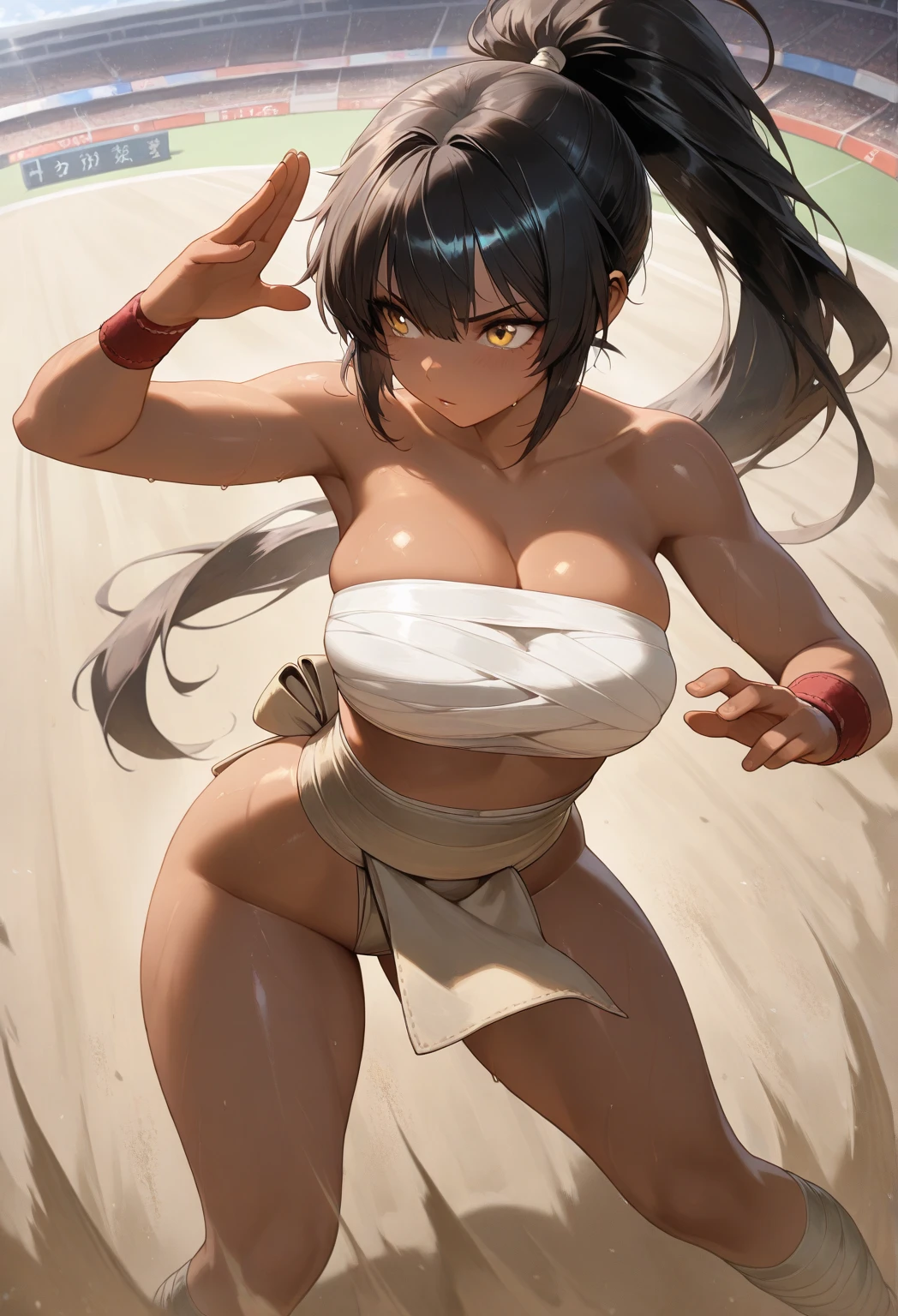 ((Top image quality)),((NSFW)),((Bukkake)), ((facial cum shot)),((The bust and face are full )),, (Eye of the Heart, Ahegao, Torogao,Embarrassment), (masutepiece, 8K,Very detailed),1girl , (kyoukaikingdom),green eyes,black hair,long white headband, ((underboob)), thin breasts, KyouKai, ((Squatting,Knee up)),((Crotch grabbing,masturbation)), (show off nipple),(Night exposure in china slums),Textured skin