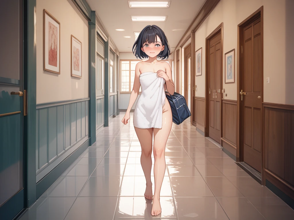 A girl walking naked in the city、Feeling embarrassed、first round、Nipples、Has a piercing in the clit、Pussy、Hands tied behind back、looking at the camera、Pink Hair、Eyes wide open