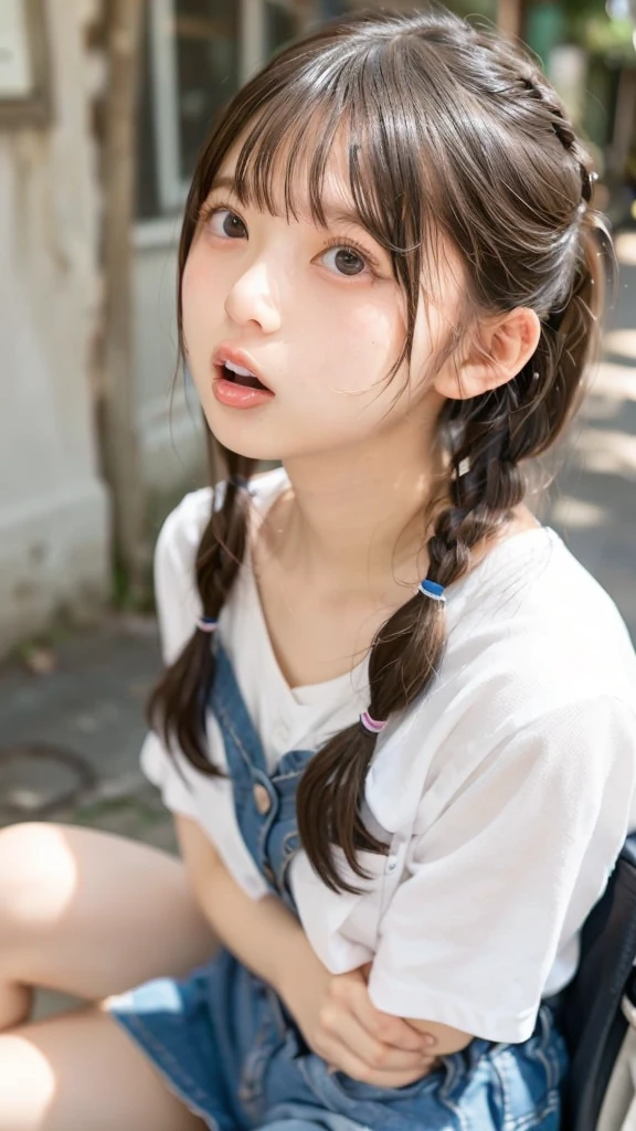 View your viewers,high school girl,Leaning forward,(Random cute clothes),(Random Animation Pose),(Thin type),(Random hairstyle),(Best image quality, (8K), Ultra-realistic, 最high quality, high quality, High resolution, high qualityの質感, Attention to detail, Beautiful details, Fine details, Highly detailed CG, Detailed Texture, Realistic facial expressions, masterpiece, in front)、dress、Low Twintails、Droopy eyes