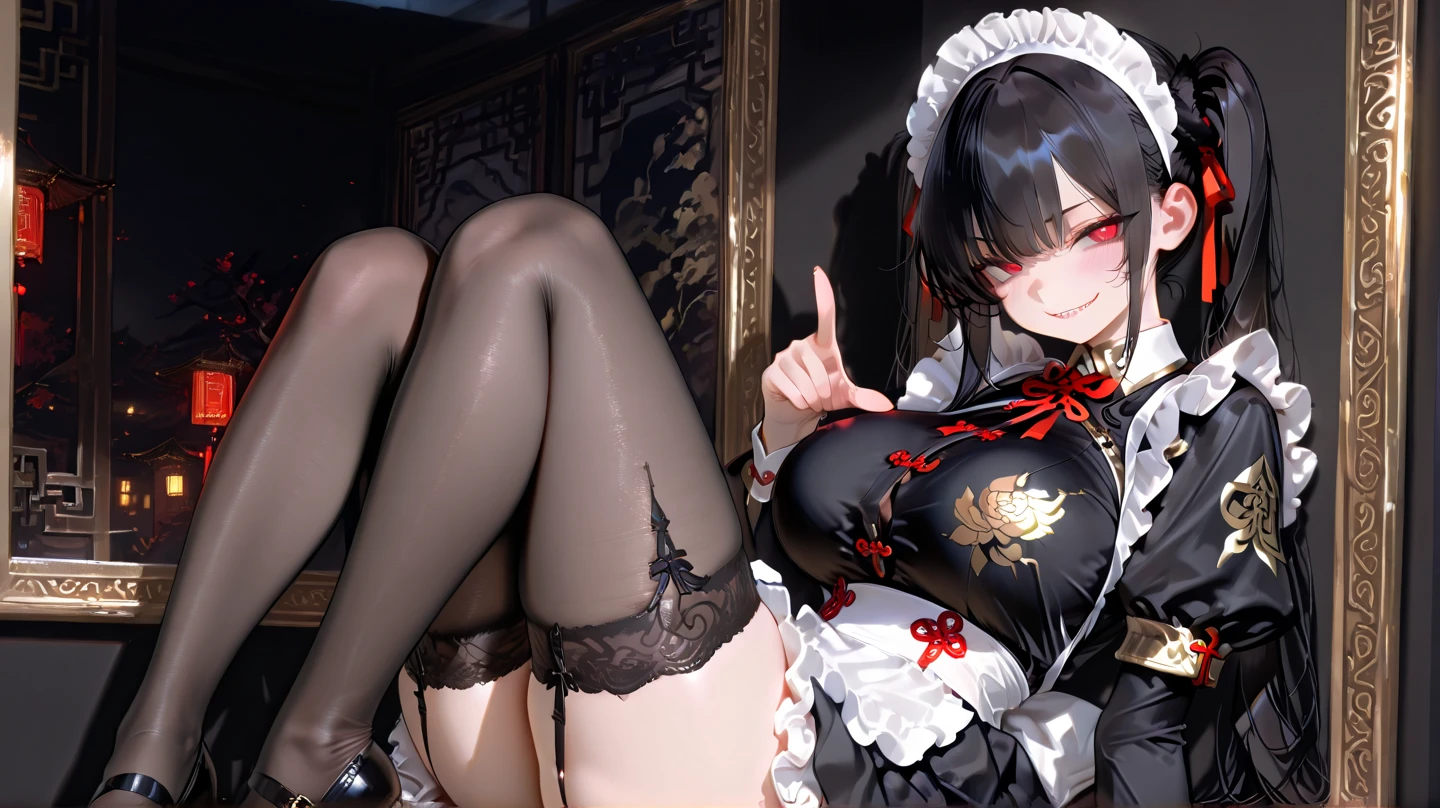 See-through,black face veil , black nylons , silk stockings ,See-throughの袴, close your eyes,transparent black kimono ,sheer lingerie,enamel high heels,pearl necklace,,straight,lace long gloves, shortcut, hair ornaments, Japanese style room ,crossed legs