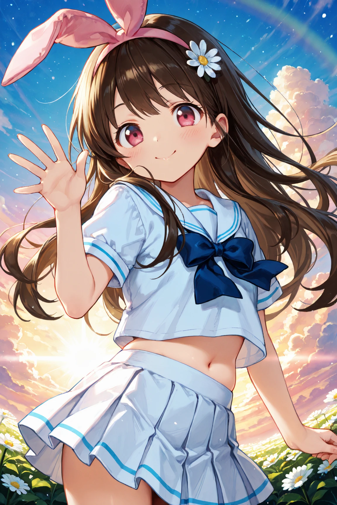 (Obra maestra, mejor calidad:1.2),illustration,8k,High Definition,1 chica,solo,tiro de vaquero, (((Obra maestra))),(((mejor calidad))),(((extremadamente detallado))), illustration, 1 chica, Azumanga Daioh, kasuga ayumu, Azumanga Daioh's , cuello marinero, , serafuku, sonrisa, Serafuku rosa, boca abierta solo, vivid color, Brillante, (By the chestnut),(Brown eyes), cuerpo completo, descalzo, volumetric lighting, ojos multicolores, ojos detallados, hiper detallado, light sonrisa, Muy detallado, hermoso, small details, ultra detallado, mejor calidad, intrincado, 4k, 8k, tendencia en artstation, buena anatomia, hermoso lighting, premiado, small breasts, al aire libre