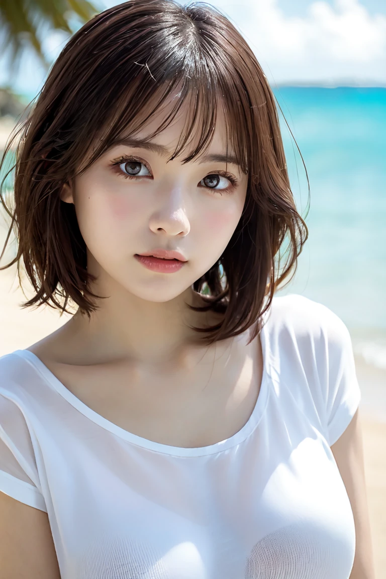 Sexy big 、Sexy cute looks and cute 17 year old beautiful girl, Beautiful and sexy face、A strong wind blows my hair in front of my face、With short blonde hair、Beautiful, cute and sexy eyes hidden behind long bangs