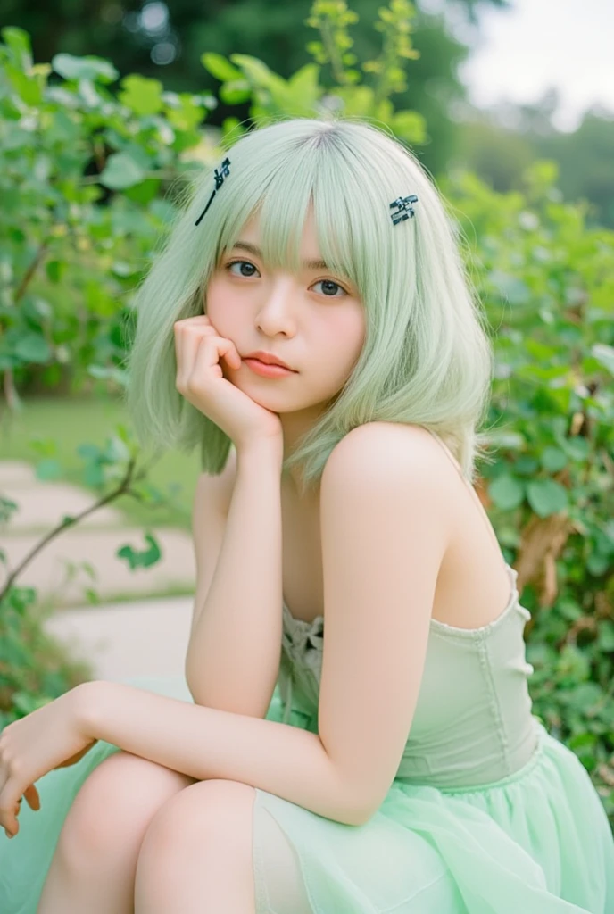 anime illustration、Young and cute、shortcut、like、light blue,黄green,green,yellow、Gentle atmosphere