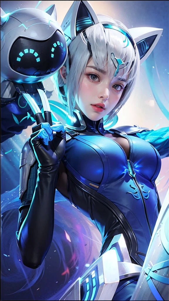 a woman in a futuristic outfit with a sword and a sword, perfect android girl, armor girl, extremely detailed artgerm, android heroine, from arknights, female action anime girl, perfect anime cyborg woman, ig model | artgerm, cyborg - girl with silver hair, anime mecha aesthetic, beautiful female android!, mechanized valkyrie girl, anime cyborg