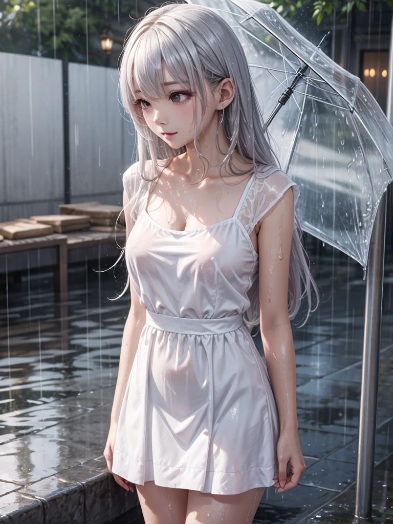 high quality, detailed,(hiding her chest by her hands)((she is showering head first.(lots of white water droplets)))(at night:2.0),she is 16 years old office lady,prostitute,on the crowded bus,very well tanned skin gal,(green eyes),(wavy bob hair,blonde hair,wet,very wet hair blunt bangs),((wearing long sleeve white oversized business shirt,very very wet transparent shirt made of very thin fabric)),slender,(see the bigger cleavage),(nipples),temptation,ecstasy,super orgasm,((cheek are very red))