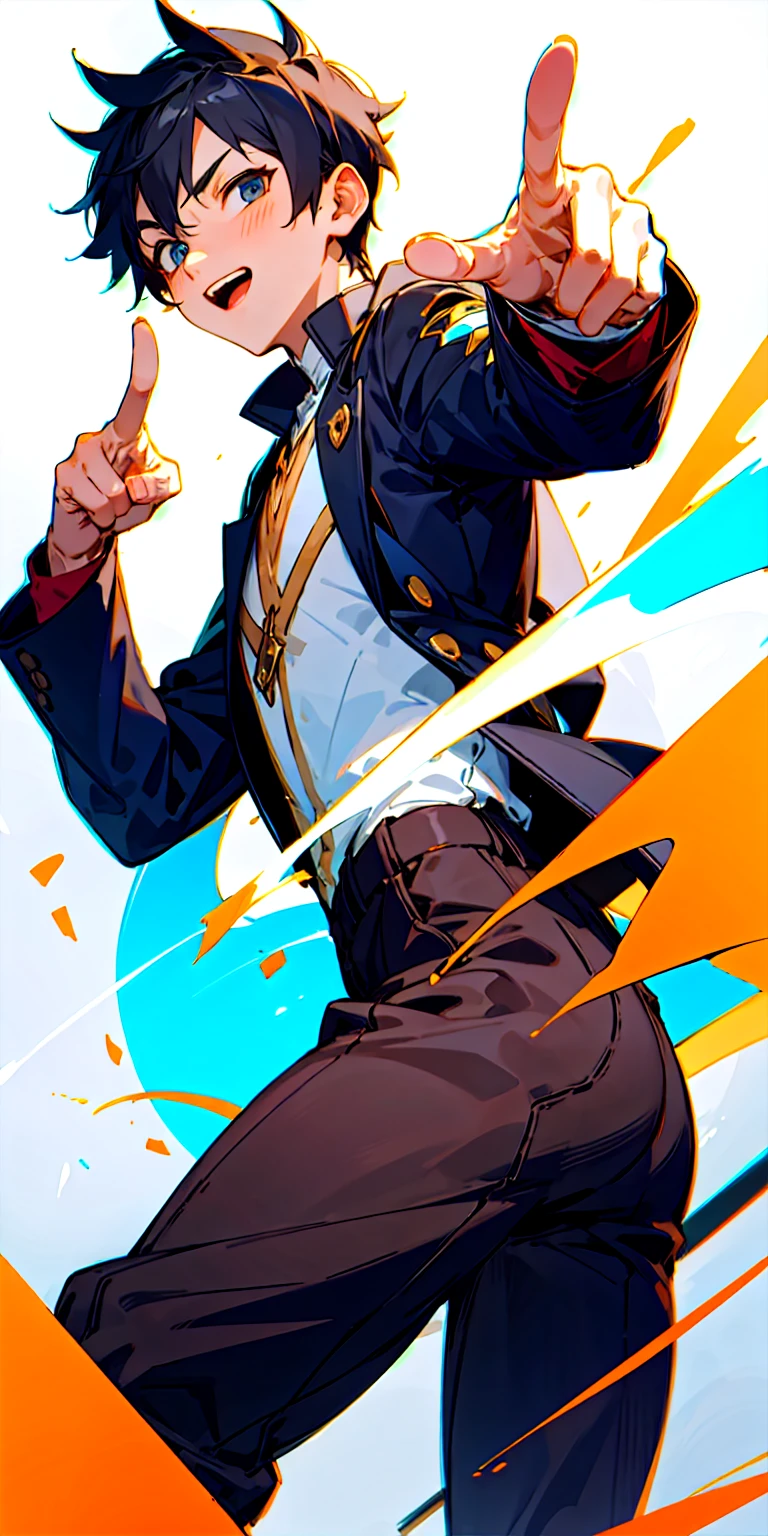 Creating Sanji from One Piece、Watercolor、An illustration、Yellow Hair、business suit、shirt、precise face features、black eye、Sporty clothing、High resolution、Dynamic pose、