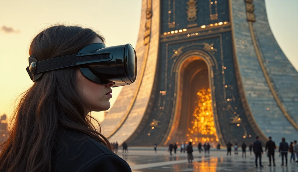 woman holding a phone with a picture of a wedding in the background, virtual reality, detailed photo of virtual world, wearing vr goggles, virtual reality headset, vr goggles, wearing vr glasses, wearing a vr headset, digital reality, wearing a vr-headset, using a vr headset, unreal engine ; romantic theme, vr headset, virtual metaverse room, vr googles