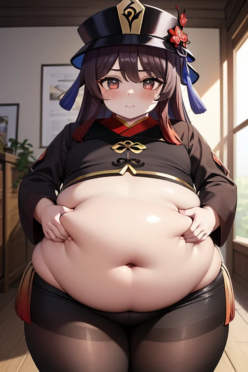 extremely detailed CG, high resolution, best quality, masterpiece, (bishoujo:1.3), (game cg), immobile hutaodef, smile, chinese medieval city, big obese belly, obese thick thighs, big obese arms, big chunky cheeks, obese large neck, small chests