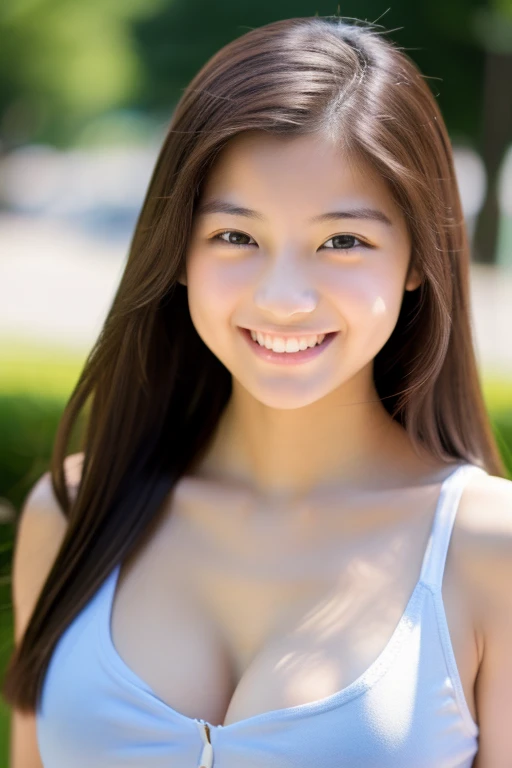 1８age、smile、beautiful、Shining eyes、stare、,Clit Eyes、Swimsuit。