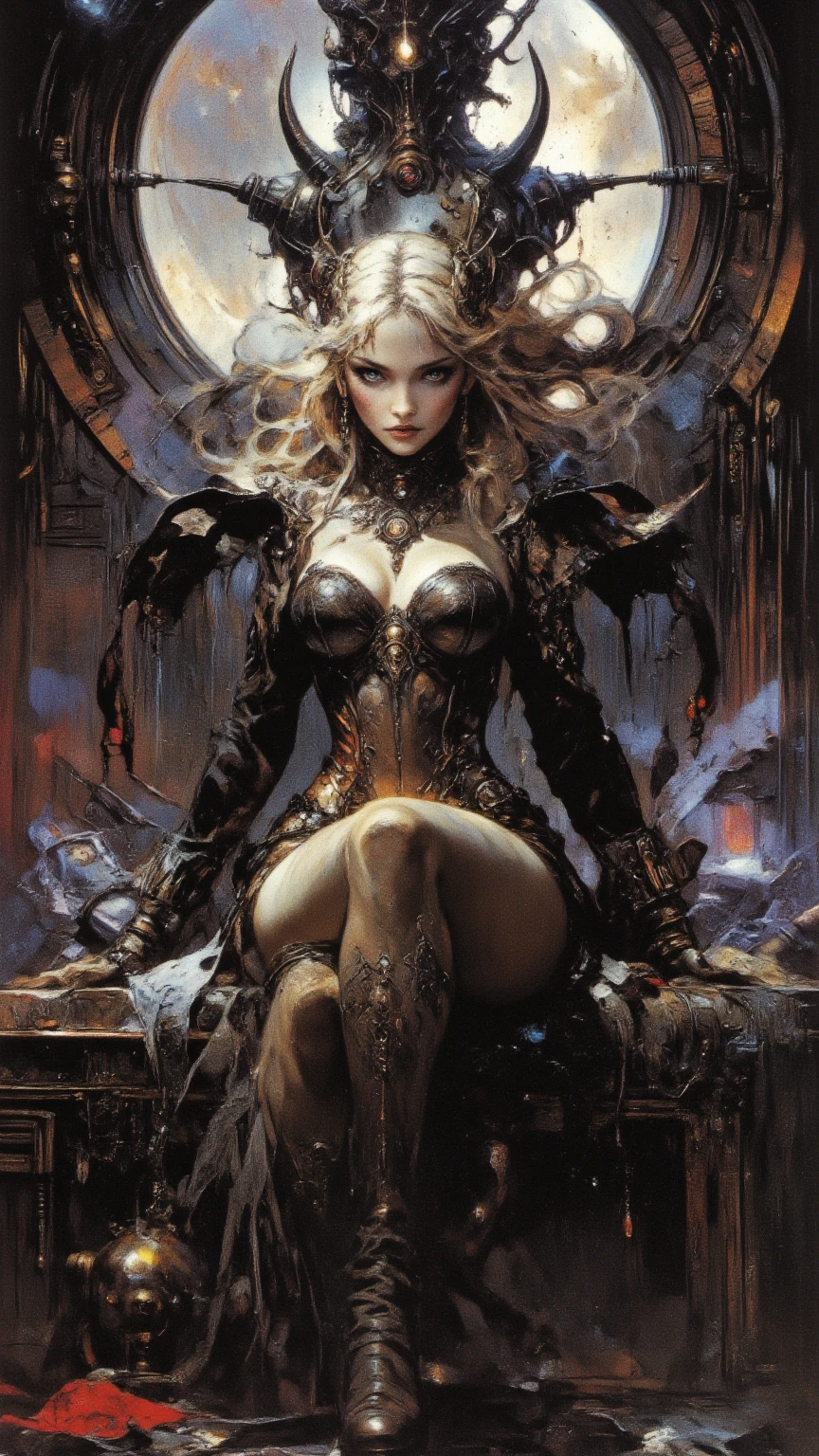 Disney Renaissance era 2D animation Gothic Empress with a punk-rock twist. (Laced leather: 1.2, Fishnets: 1.1) Legs for days. --auto --s2
