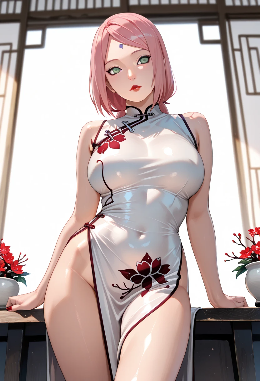 White and rose hair, white and rose eyes, short hair, naked, white background, smoll stature, flat cheast, flat tits, show pussy, unclothed. medium thighs, small breasts, 1 girl, one girl, small stomach, curvy waist, round butt, show tits, small belly, white skin, 1 girl, cute girl, smoll tits, curvy waist, good butt, black shirt, one girl, pink pussy, sitting, 1 girl, 1 girl