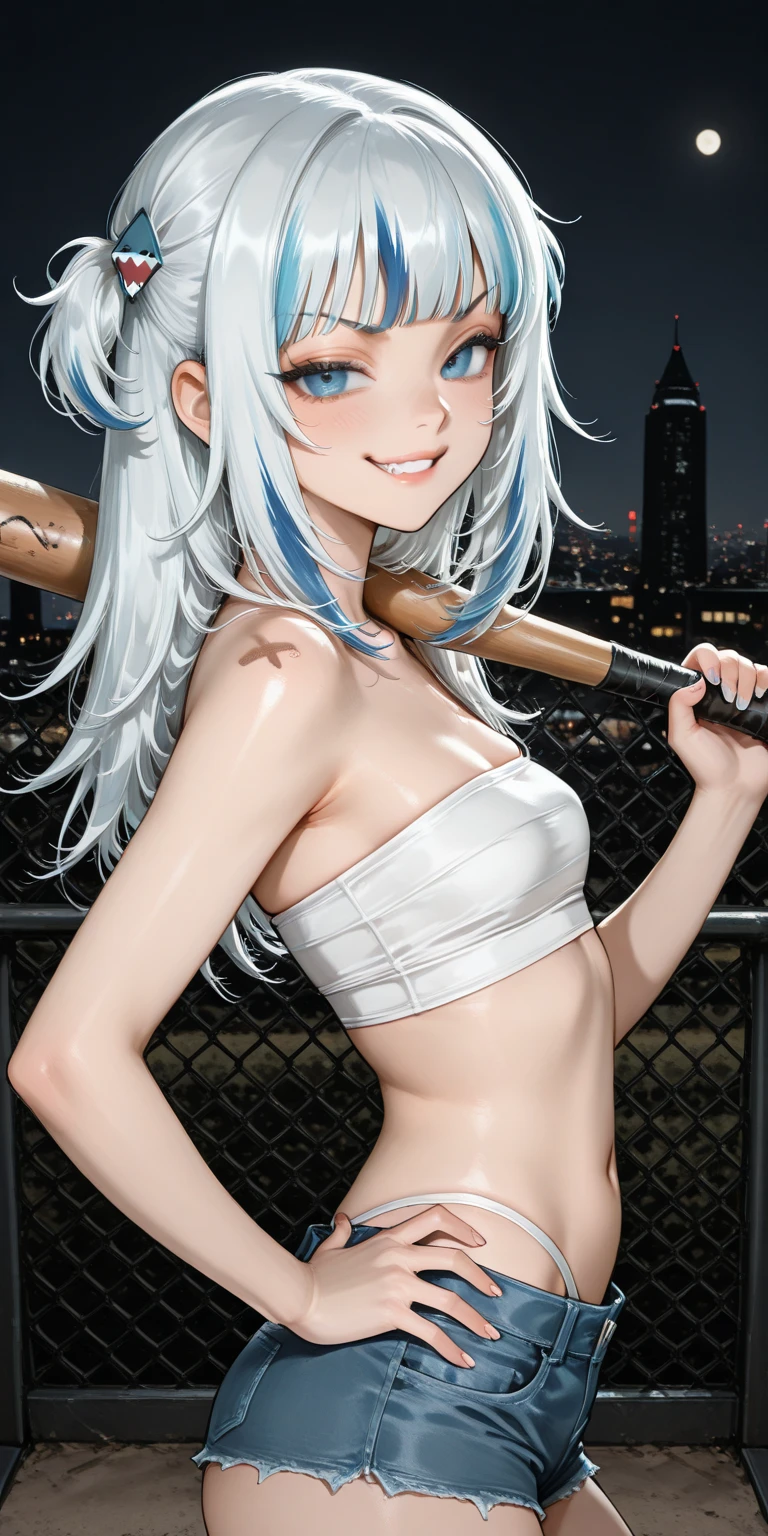 1girl, solo, white polo shirt, white sneakers, tennis wear, white miniskirt, masterpiece, best quality, realistic, hyper-detailed, (shiny skin, sweaty:1.4), absurd, looking at viewer, short black hair, brown eyes, slender, dynamic lighting, high resolution, sharp focus, depth of field, detailed eyes, sharp pupils, realistic pupils, (small breasts:1.6), (thick thighs:1.0), outdoor, sky