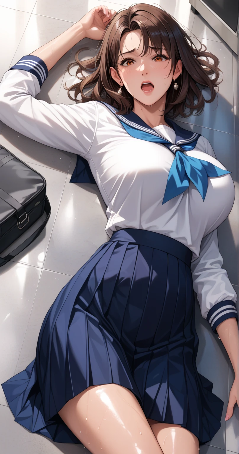 1womanl,33yo,熟妇,A MILF,extremely large bosom,Raised sexy,Pornographic exposure, 独奏,(Background with:The plane is in flight,Airliner cockpit,inside of a cabin,The cabin,Planes,)On the plane, She has short black hair,A ball head,Redlip,裸体少女,dynamicposes,seen from the front, hair straight, mostly cloudy sky,(((tmasterpiece),(Very detailed CG unity 8K wallpaper),best qualtiy,cinmatic lighting,detailed back ground,beatiful detailed eyes,Bright pupils,(Very fine and beautiful),(Beautiful and detailed eye description),Blue eyes,Redlip,ultra - detailed,tmasterpiece,)),facing at camera,(The upper part of the body),A high resolution,ultra - detailed),revealing breasts,Bare genitalia, Bulge,Leakage of the genitals,Incontinence,legs are open,sexyposture,Camel toes,Flushed complexion,frontage,stewardess,(Wearing:,a sailor suit)Bare ,Bare lower body,legs are open