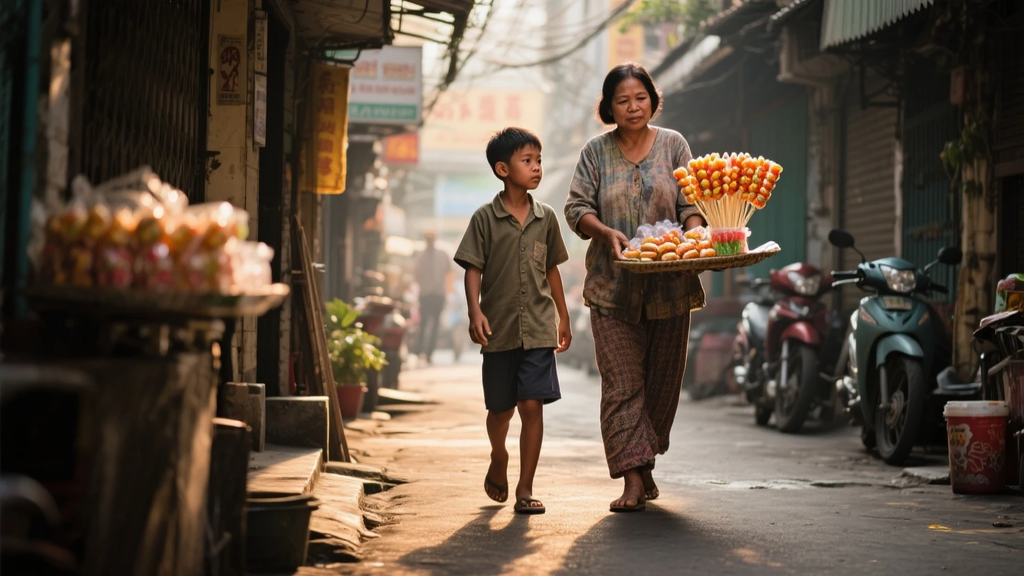 Indonesians people at the tradisional market, roll out shanties, peoples wearing astronout helm,behind Indian rockets on the moon, at night,
