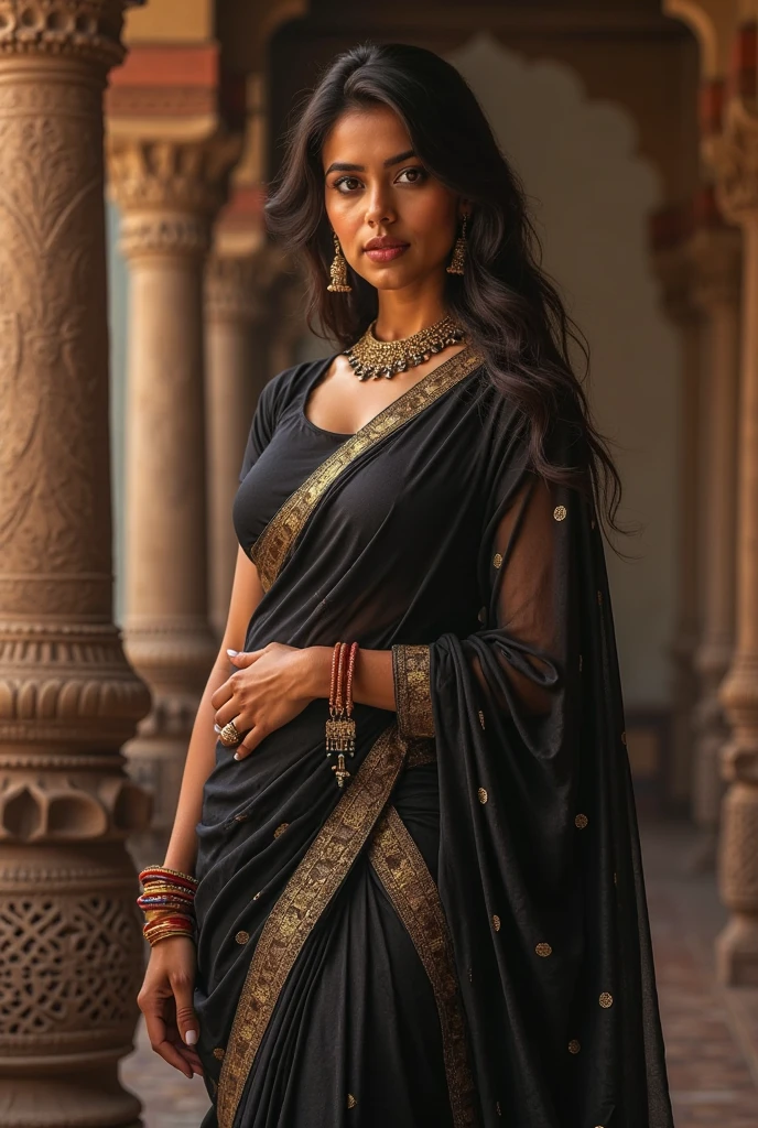 Gujrati stayle big boobs Black saree yung girl
