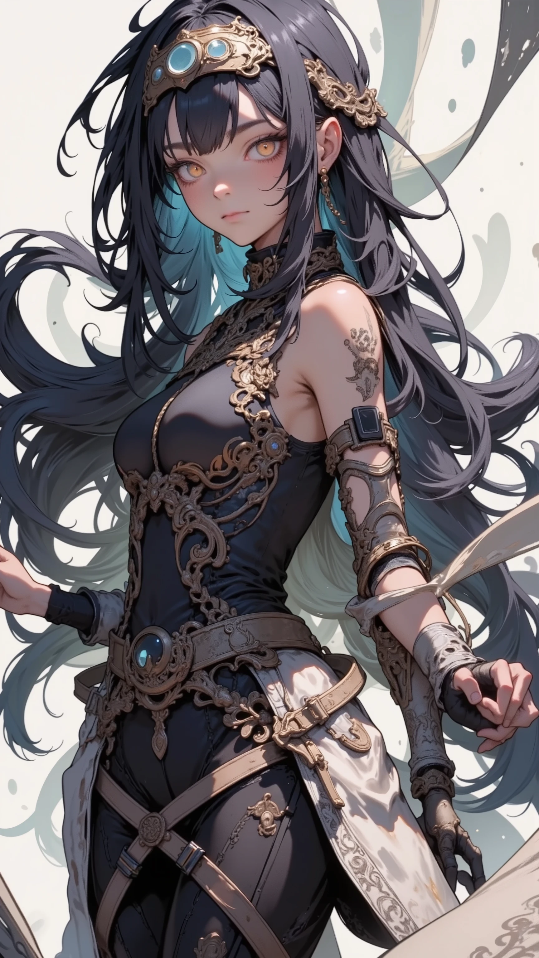 (Irelia) ((Irelia league of legends)), (((1girl))), ((toned)), female focus, masterpiece, high quality, (masterpiece:1.2), (best quality:1.2), bright, realistic, ornate, intricate, shirtless, ((black hair)), (long hair), blue eyes, bangs, hair between eyes, hair_stick, hot_girl, pink _clothes, ring, solo, hair_bun, hair_ornament, hair_pin, holding_fan, paper_fan, elegant, looking_at_viewer, holding_fan,  red_eyeliner, FH , looking at the viewer, pupils constricted, (shadows cast over the face:1.3), dark room, shadow room, sexy expression, (upper body), (sexy)