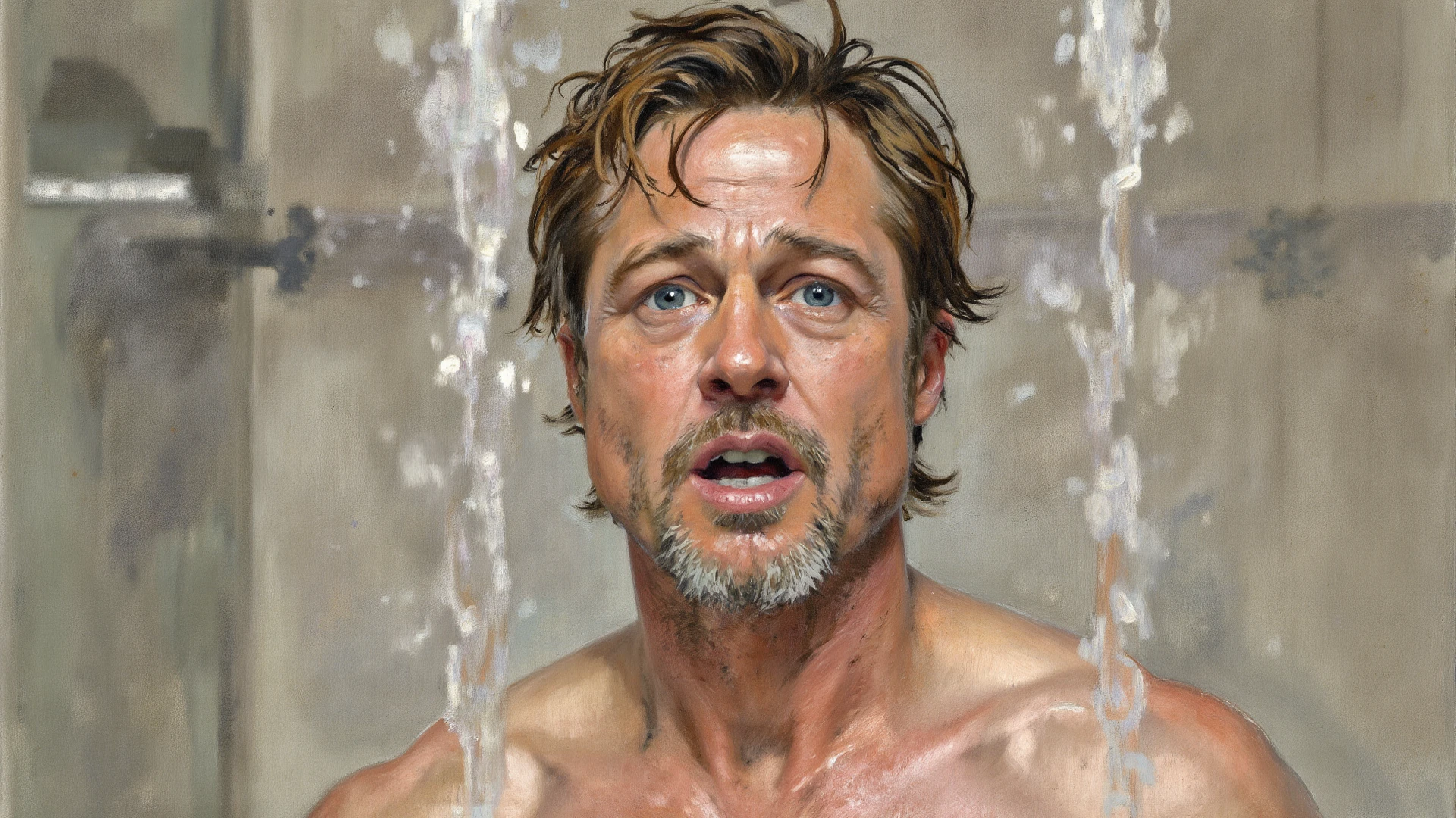 Naked Leonardo DiCaprio taking shower