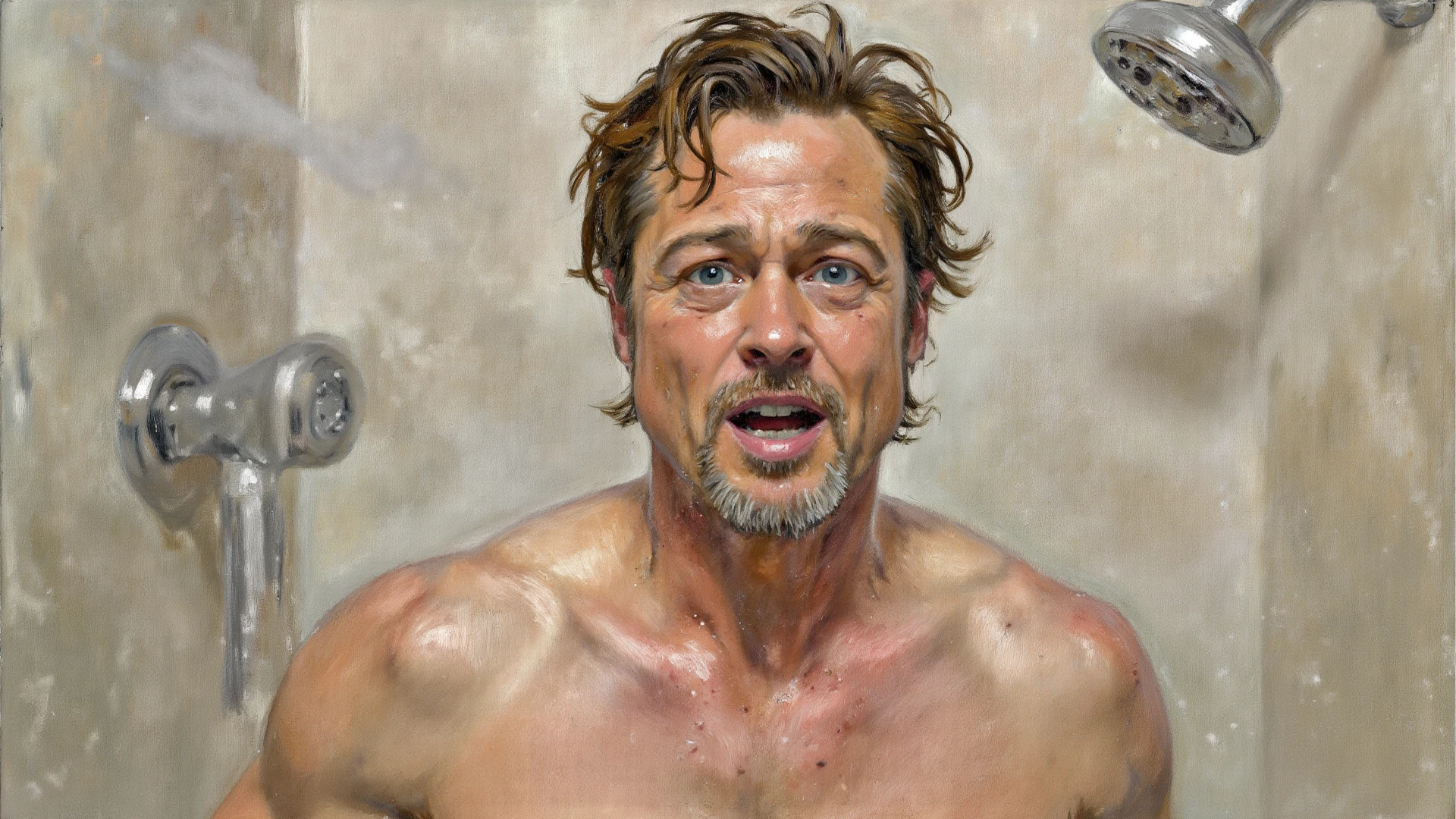 Loki (Tom Hiddleston),naked in the shower washing, head falling backwards, water falling on his face, hyper realistic, high detail, high quality
Negative prompt: no chest hair, no muscles --auto --s2