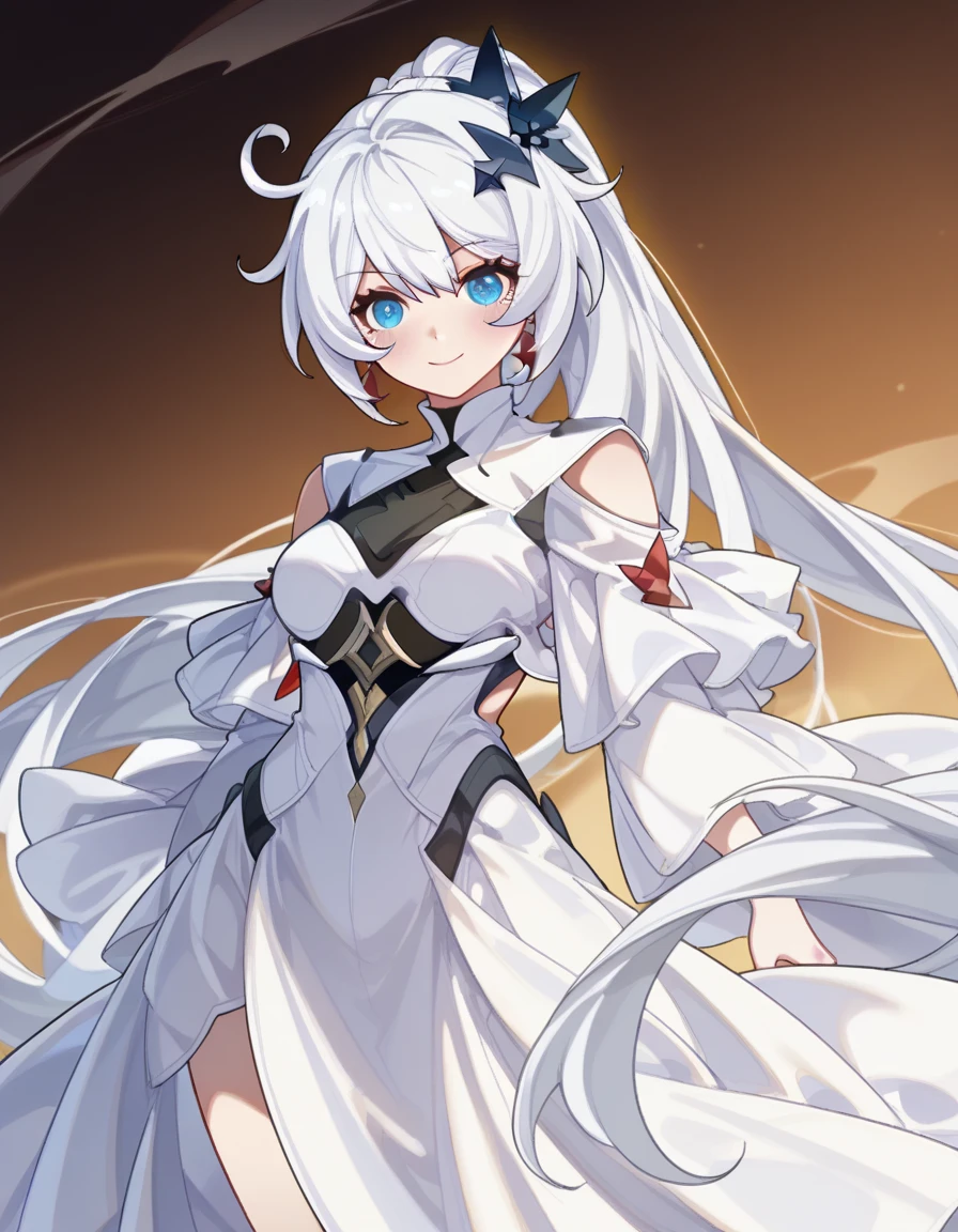 1princess, white dress, silver hair, blue eyes