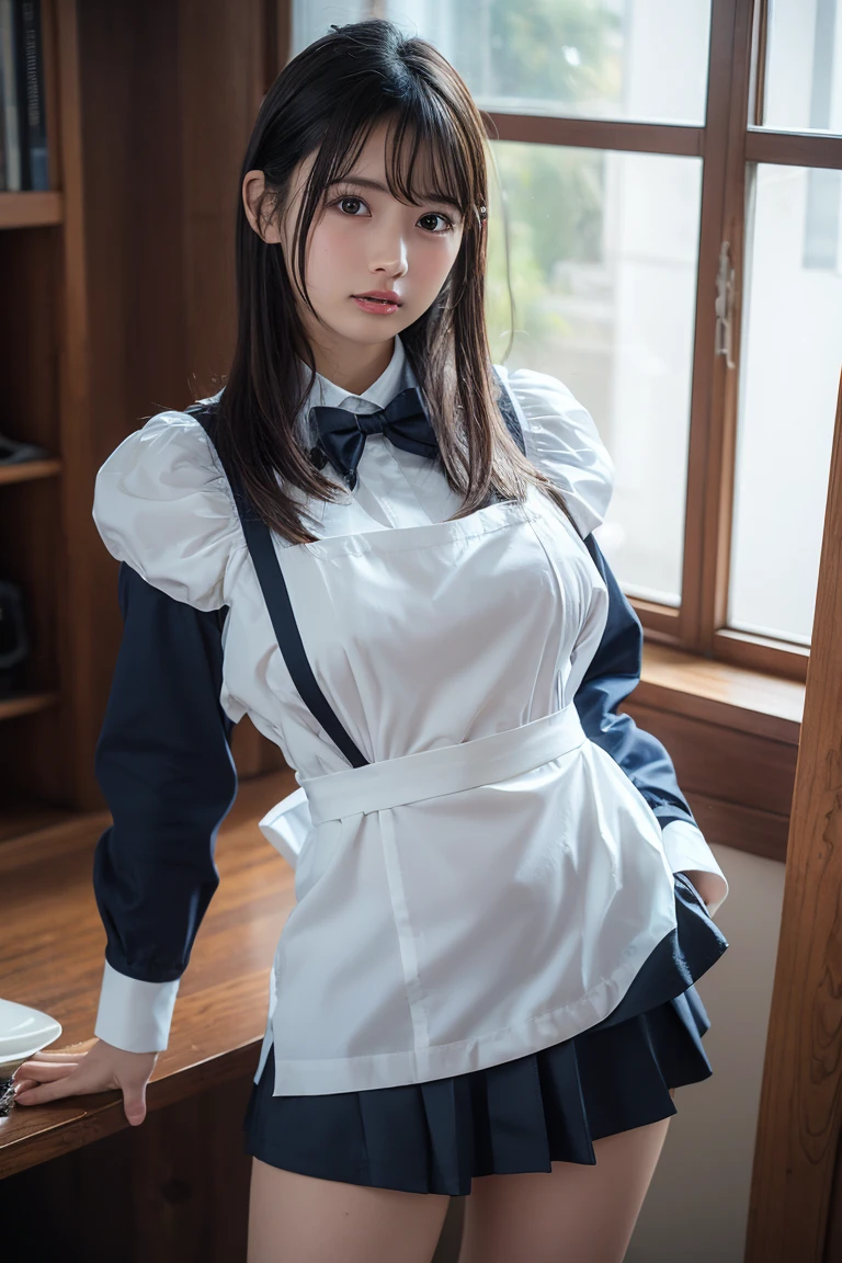 (masterpiece, highest quality:1.2), High resolution, Intricate details, Super detailed, (Highly detailed CG, unity 8k wallpaper), Clear image, (Cat ears:1.5), (maid uniform:1.3), (sitting in the toilet:1.3), Blushed face, Plump breast, (From below),