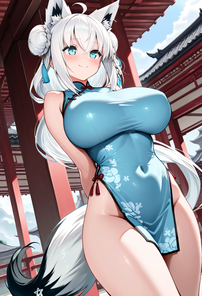 masterpiece, the best, night, full moon, 1 adult female, chinese architecture, China dress, chinese costume, royal sister, cold face, poker face, Woman with long silver hair, pale pink lips, Fishnet tights, Calm, Knowledgeable person, three bangs, lace gloves, blue eyes, Street view, facial details, (best quality), (big breas), Micro bikini, sweat, (full shot:1.2), master piece, digital painting,panties pull
,clothes lift,gleaming skin,steam,paizuri,,Bukkake,cum facial, leak,get wet,
