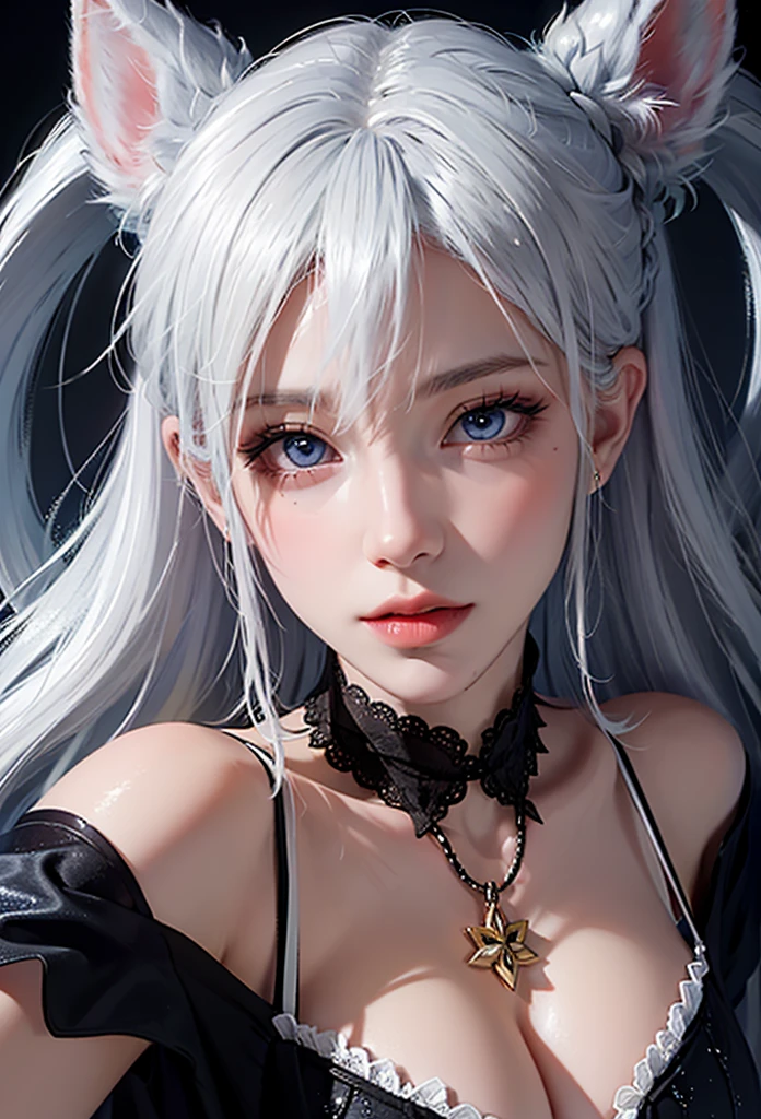 realistic, 1girl, white hair, purple eyes, bright eyes, cropped top, skirt, lips half-open, blush, night, flowers, sun, sunlight, ultra sexy, big butt skirt, (ahegao:1.1), (rolling eyes:1.1)