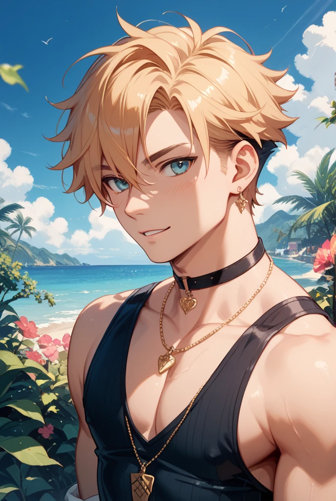 (Highest quality, 4K, 8k, High Resolution masterpiece:1.2), Very detailed, Picturesque, Anime-style photos, Photo Animation:1.37)、a beautiful girl、(Brunette Hair)、(pixie cut)、gyaru、tan、Ecstasy face、trembling、Sweat、Drooling、crying、vapor、Black choker、pierce、necklace、bracelet、