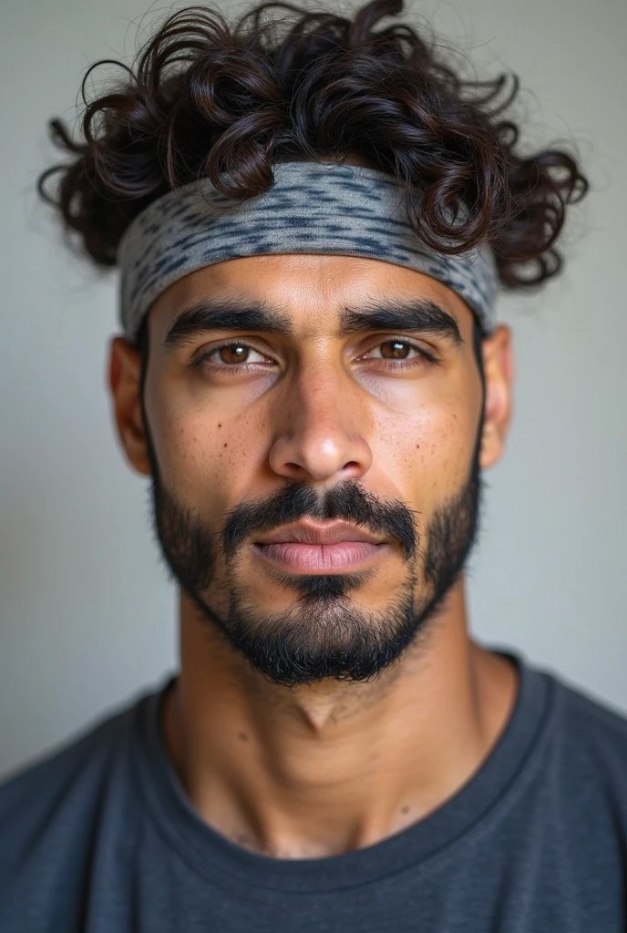 "Portrait of a young yogi man, barbudo, com um rosto enrugado e envelhecido, olhos penetrantes e detalhes altamente realistas. Captured with an artistic sensibility, fotografia de alta qualidade, iluminado de forma natural. camera footage: Nikon D850. Lente: 50mm. Abertura: f/1.4."