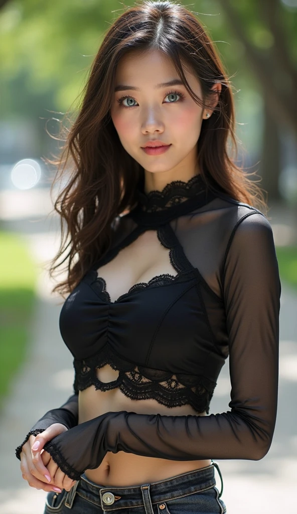 nsfw, 8K, extremely_high_quality, realistic, realistic_photorealistic, masterpiece, remarkable_quality, depth_of_field, high_contrast, light_and_shadow
cinematic_light,back_soft_light, (beautiful_parkl_background), Tyndall_effect
1female, full_body, (detailed_face) (detailed_skin)(realistic_face_texture:1.2) (realistic_skin:1.2) eyelash, beautiful_eyes, black_lace_bra, sexy_t-back (small_cute_breast) sexy_pose ,blink_earrings
tly-v2-15000