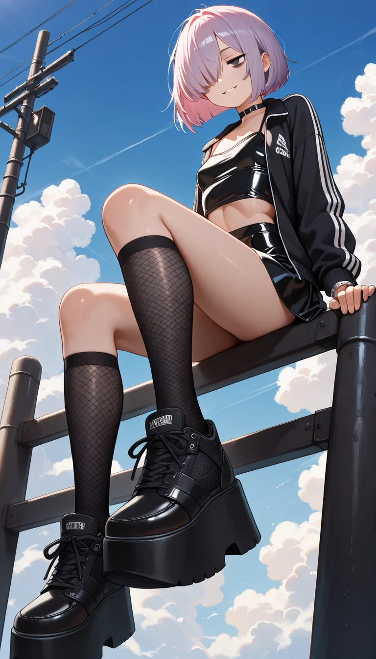 Solo, Full body,  (masterpiece,  Highest Quality, Official art, beautiful aesthetic: 1.2), (1 girl: 1.3), Long hair,  Supreme Detail,　skateboad uniform,small head,Large breasts,nice legs,Wet skin,Sweat,At skateboad venue,dyanmic shot
