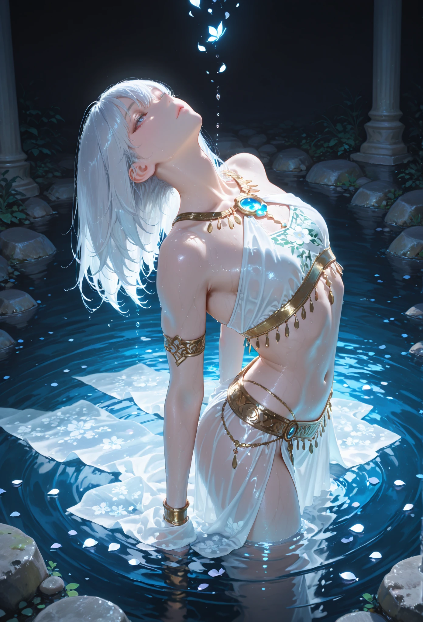 name: Aurora Glaciel Age: Eternal Powers: Aurora Glaciel is the Goddess of Light, of Love and Beauty. She has the gift of emanating a radiant light that illuminates hearts and brings hope to the desperate... Your love is capable of healing the deepest emotional wounds and your beauty transcends the limits of human understanding. Furthermore, Aurora controls the icy waters, being able to manipulate ice and snow with mastery.
Physical description: Aurora Glaciel has long silver hair that shines like the sun reflecting off snow. Her sky-blue eyes emanate a comforting light and her perfectly sculpted body reveals the divine beauty of a goddess.... She wears robes made of ice and snow, that shine like diamonds in the sunlight.
Personalidade: Aurora Glaciel is known for its stunning and pure beauty, unconditional love., capable of warming even the coldest hearts. However, behind your angelic appearance, She hides an arrogant and cold personality, result of centuries of coexistence with mortals and gods. Aurora is calculating and strategist, Always thinking about the best ways to achieve your goals, whether in divine relationships or in battles between the gods.
Personal taste: Although she is the Goddess of Light, Aurora feels a special affinity for icy waters. She likes to spend hours diving in frozen lakes, contemplating the immensity and purity of nature. In the icy waters, she finds peace and tranquility, reflecting on the eternity of your existence and the responsibilities that fall on your divine shoulders.
Aurora Glaciel is a majestic and imposing goddess, whose presence fills the hearts of mortals with hope and wonder. His duality between divine light and icy waters reveals the complexity of his divine nature, challenging conventions and stereotypes about what it means to be an Olympian goddess.