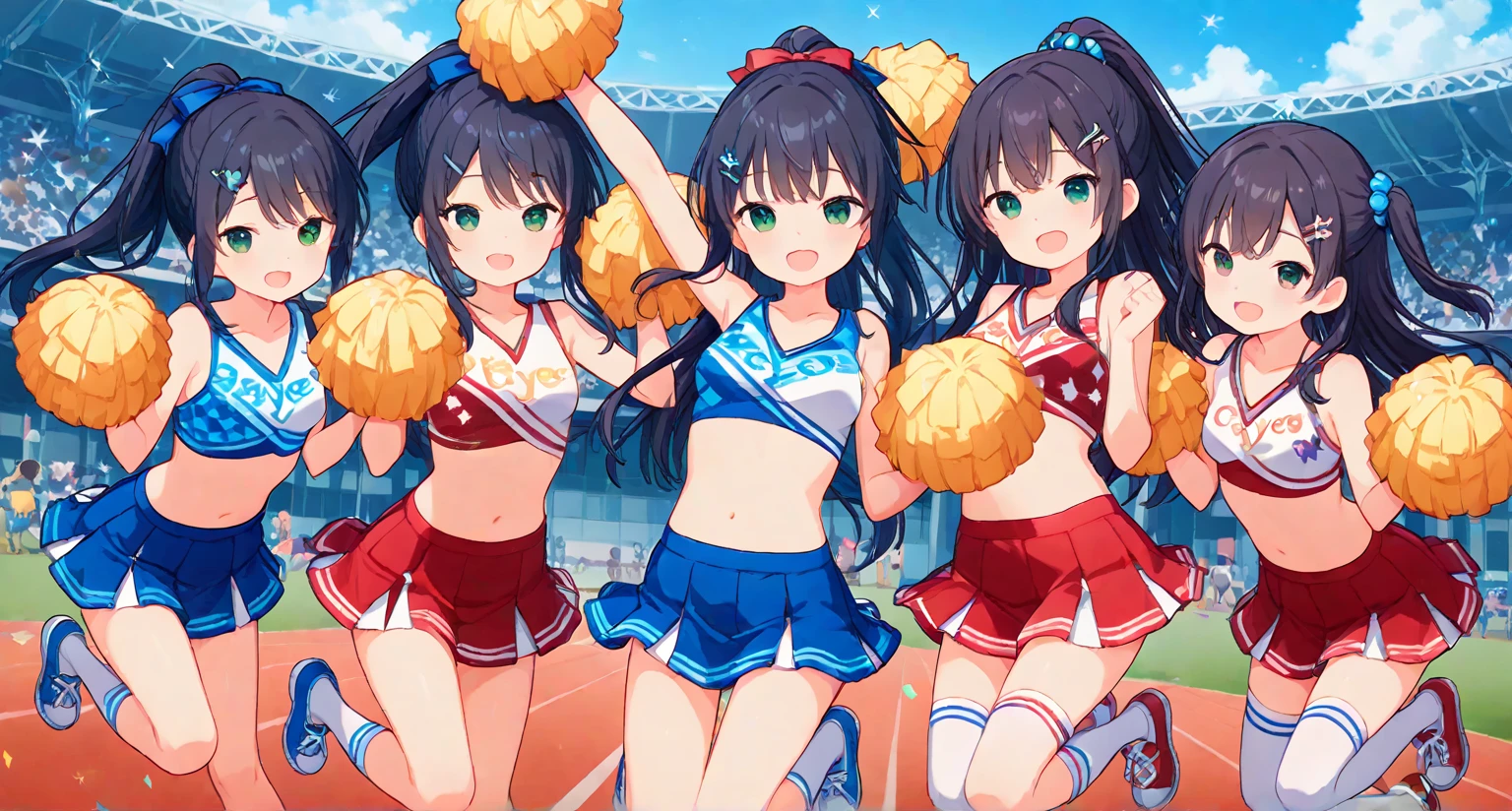 10 girls,Piggyback ride,cheer leading