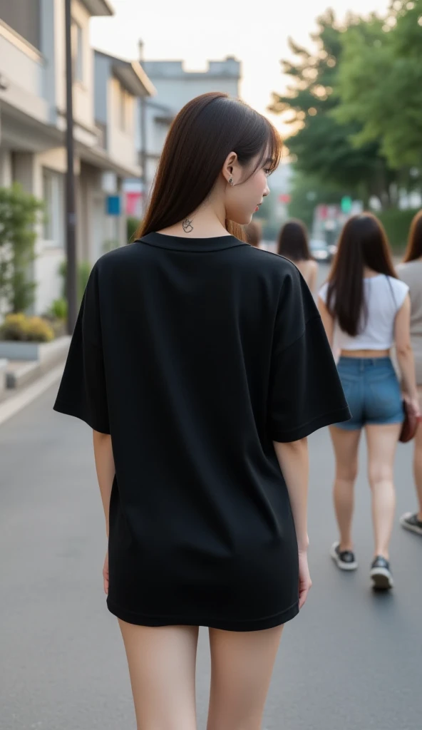 Woman with short black hair and black shirt carrying a suitcase, tzuyu from twice, korean women's fashion model, with ripped crop t - shirt, Choi Hyun-hwa, ulzzangs, Shin Jinying, cruel korean goth girl, She is seen wearing streetwear pieces, with short hair, Short sleeves, bae suzy, casual clothing style, blackpink jennie