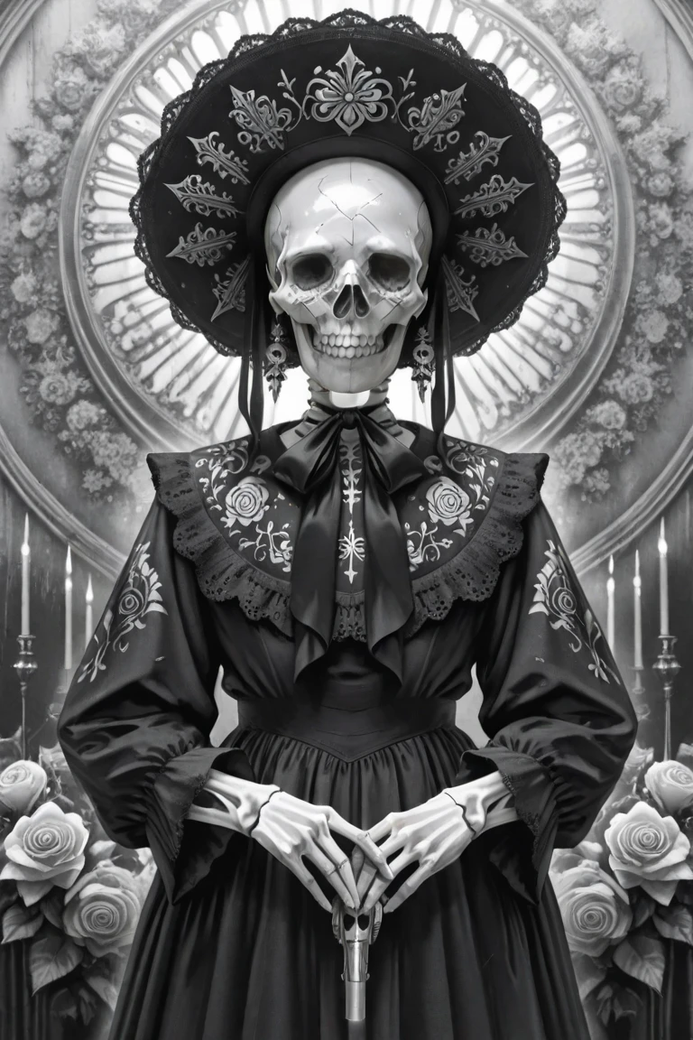 a close up of a person with a cross painted on their face, with black metal face paint, black metal face paint, gothic face, wearing goth makeup, goth makeup, gothic makeup, with black sclera eyes, black sullen eyes, black sclera eyes, portrait of a holy necromancer, intricate voodoo makeup, black sclera