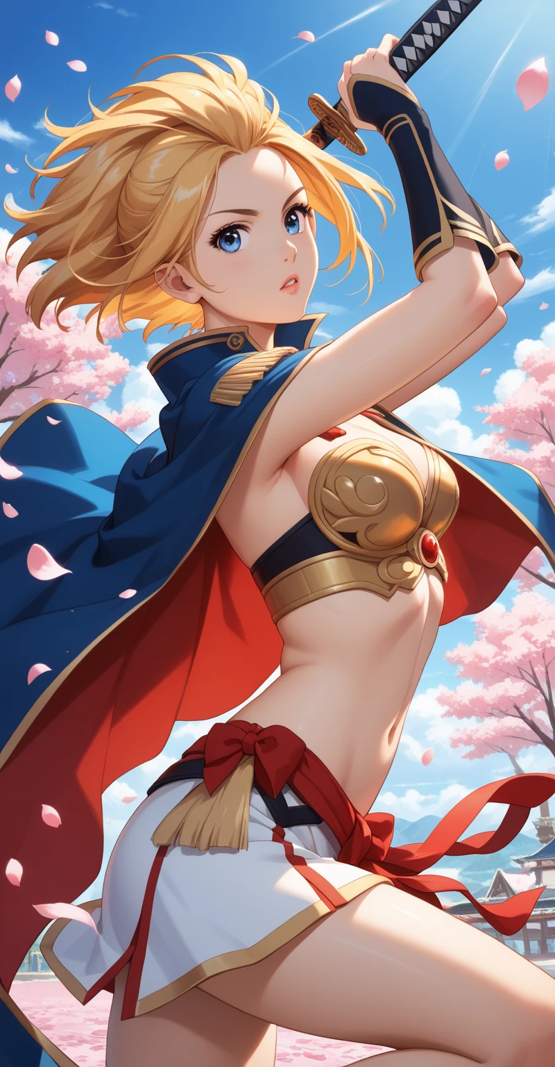 one woman,Detailed contours,Super best image quality,China dress,underboob,From the side down,Beautiful big,Nipples are sagging,Belly exposure,exposing chest,Doggy,underboobだけ見せる,from the side of your feet,blonde,standing position,My clothes are just on my chest,Low - Angle,anime characters,Breasts fully visible,
